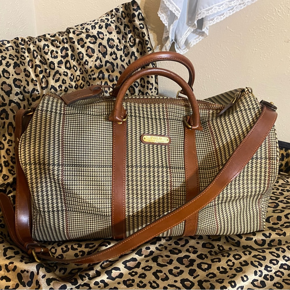 VINTAGE houndstooth Polo Ralph Lauren luggage AMAZING CONDITION